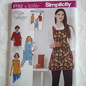 Simplicity retro apron 1970s style, sz XS-L